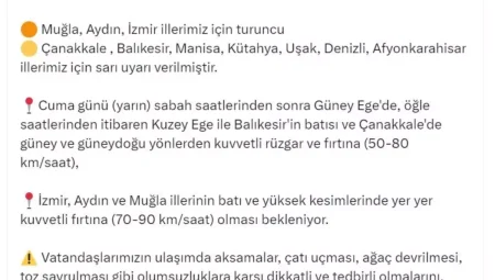 3 Vilayette Turuncu, 7 Vilayette Sarı Kodlu Fırtına Uyarısı